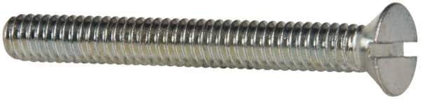 Value Collection - 1/4-20 UNC, 2-1/4" OAL Slotted Drive Machine Screw - Flat Head, Grade 2 Steel, Zinc-Plated Finish, Without Washer - USA Tool & Supply