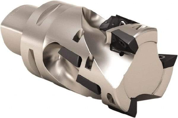 Seco - 50mm Cut Diam, 55mm Max Depth of Cut, 130mm OAL, Indexable Square Shoulder Helical End Mill - XO.. 1204 Inserts, C6 Modular Connection, 90° Lead Angle, Through Coolant, Series Super Turbo - USA Tool & Supply