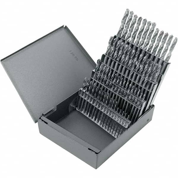 Chicago-Latrobe - 0.04 to 0.228", 118° Point, Bright Finish, High Speed Steel Screw Machine Length Drill Bit Set - USA Tool & Supply