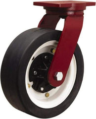 Hamilton - 12" Diam x 4" Wide, Rubber Swivel Caster - 1,200 Lb Capacity, Top Plate Mount, 6-1/8" x 7-1/2" Plate, Tapered Roller Bearing - USA Tool & Supply