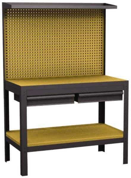 Value Collection - 42 Wide x 21-1/2" Deep x 60" High, Wood Workbench - Low Density Fiber Board Top, Fixed Legs - USA Tool & Supply