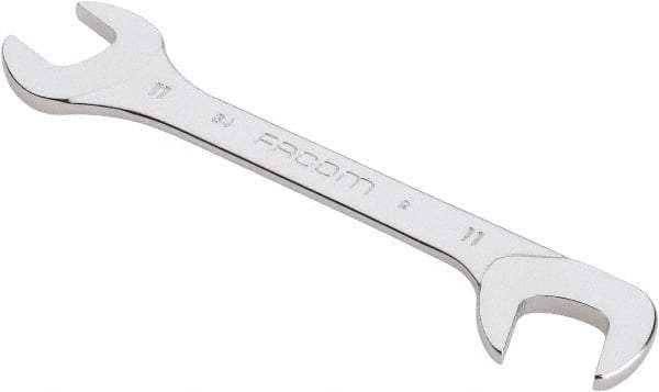 Facom - 11mm Stubby Extra Thin Open End Wrench - 3-15/16" OAL, Double End, Satin Finish, 15° & 75° Head Angle - USA Tool & Supply