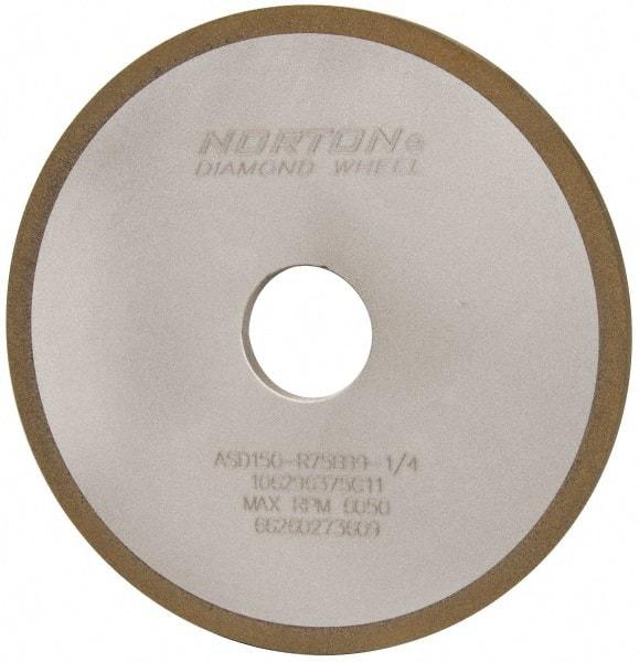 Norton - 6" Diam x 1-1/4" Hole x 1/4" Thick, 150 Grit Surface Grinding Wheel - Diamond, Type 1A1, Very Fine Grade, Resinoid Bond - USA Tool & Supply