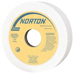 Norton - 5" Diam, 1-1/4" Hole Size, 1-1/2" Overall Thickness, 60 Grit, Type 6 Tool & Cutter Grinding Wheel - Medium Grade, Aluminum Oxide, K Hardness, Vitrified Bond, 4,585 RPM - USA Tool & Supply