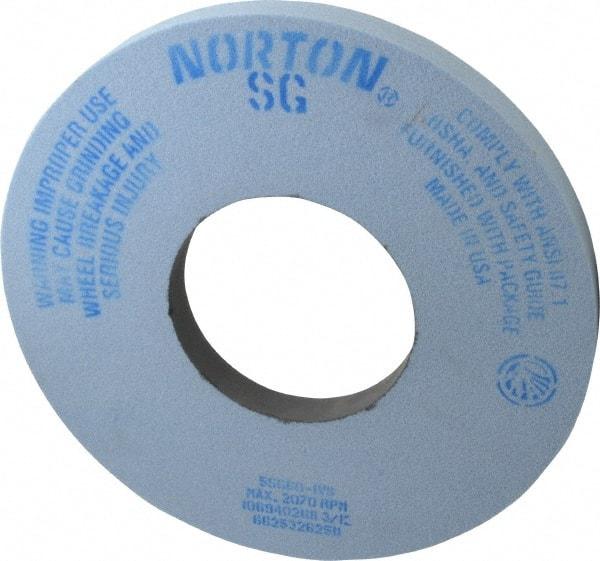 Norton - 12" Diam x 5" Hole x 1" Thick, I Hardness, 60 Grit Surface Grinding Wheel - Ceramic, Type 1, Medium Grade, 2,070 Max RPM, Vitrified Bond, No Recess - USA Tool & Supply