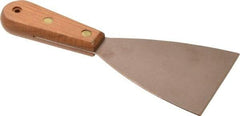 Ampco - 3-1/2" Wide Nickel Copper Putty Knife - Stiff, Wood Handle, 8-1/2" OAL - USA Tool & Supply