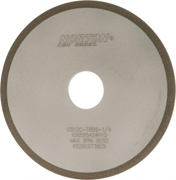 Norton - 6" Diam x 1-1/4" Hole x 1/4" Thick, 120 Grit Surface Grinding Wheel - CBN, Type 1A1, Fine Grade, Resinoid Bond - USA Tool & Supply