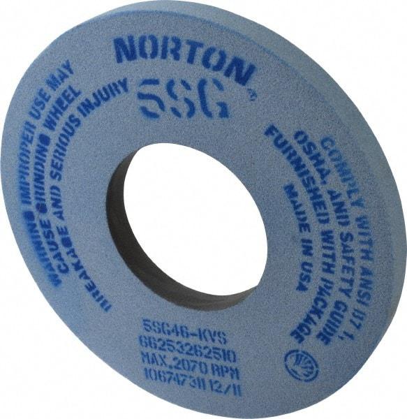 Norton - 12" Diam x 5" Hole x 1" Thick, K Hardness, 46 Grit Surface Grinding Wheel - Ceramic, Type 1, Coarse Grade, 2,070 Max RPM, Vitrified Bond, No Recess - USA Tool & Supply
