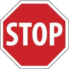 NMC - "Stop", 24" Wide x 24" High, Aluminum Stop & Yield Signs - 0.08" Thick, White on Red, High Intensity Reflectivity, Octagon, Post Mount - USA Tool & Supply