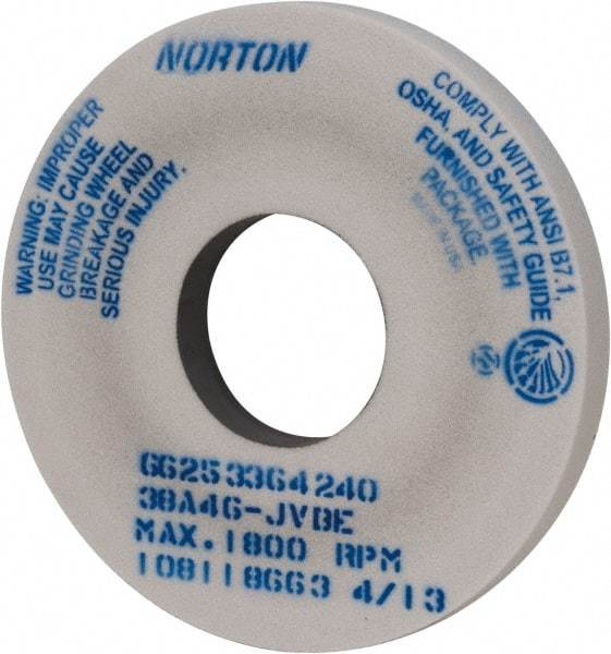Norton - 14" Diam x 5" Hole x 1-1/2" Thick, J Hardness, 46 Grit Surface Grinding Wheel - Aluminum Oxide, Type 1, Coarse Grade, 1,800 Max RPM, Vitrified Bond, No Recess - USA Tool & Supply