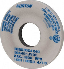 Norton - 14" Diam x 5" Hole x 1-1/2" Thick, J Hardness, 46 Grit Surface Grinding Wheel - Aluminum Oxide, Type 1, Coarse Grade, 1,800 Max RPM, Vitrified Bond, No Recess - USA Tool & Supply