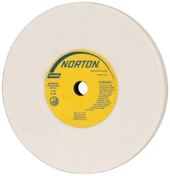 Norton - 6" Diam x 1/2" Hole x 1/2" Thick, K Hardness, 80 Grit Surface Grinding Wheel - Aluminum Oxide, Type 1, Medium Grade, 4,140 Max RPM, Vitrified Bond, No Recess - USA Tool & Supply