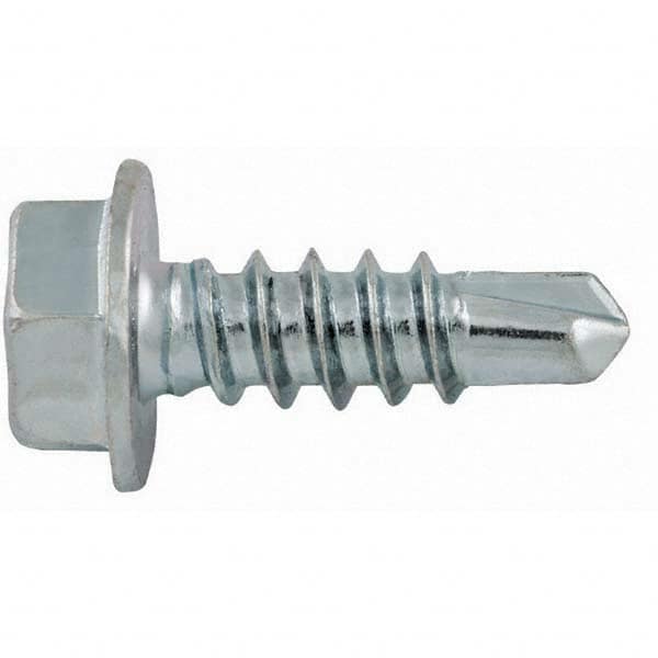 #8-18, Hex Washer Head, Hex Drive, 1-1/4″ Length Under Head, #2 Point, Self Drilling Screw Carbon Steel, Zinc-Plated Finish