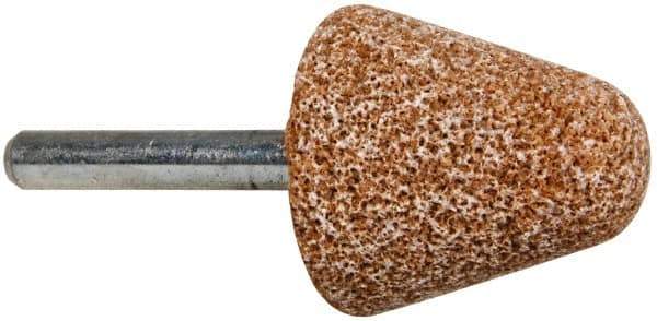 Norton - 1-1/4" Head Diam x 1-1/4" Thickness, A4, Tree End, Aluminum Oxide Mounted Point - Brown, Coarse Grade - USA Tool & Supply