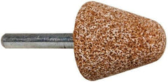 Norton - 1-1/4" Head Diam x 1-1/4" Thickness, A4, Tree End, Aluminum Oxide Mounted Point - Brown, Coarse Grade - USA Tool & Supply