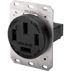 Hubbell Wiring Device-Kellems - 120/208 VAC 60A NEMA 18-60R Industrial Grade Black Straight Blade Single Receptacle - USA Tool & Supply