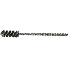 Brush Research Mfg. - 5/8" Diam Helical Steel Tube Brush - Single Spiral, 0.006" Filament Diam, 1-1/2" Brush Length, 6" OAL, 0.22" Diam Galvanized Steel Shank - USA Tool & Supply