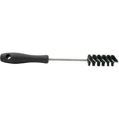 Brush Research Mfg. - 0.4" Diam Helical Nylon Tube Brush - Single Spiral, 0.005" Filament Diam, 2-1/2" Brush Length, 10-1/2" OAL, 0.168" Diam Plastic Handle Shank - USA Tool & Supply