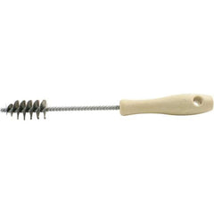 Brush Research Mfg. - 0.975" Diam Helical Stainless Steel Tube Brush - Single Spiral, 0.006" Filament Diam, 2" Brush Length, 10-1/2" OAL, 0.245" Diam Plastic Handle Shank - USA Tool & Supply