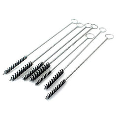 Brush Research Mfg. - 7/16" Diam Helical Nylon Tube Brush - Single Spiral, 0.014" Filament Diam, 2-1/2" Brush Length, 12" OAL, 0.168" Diam Galvanized Steel Shank - USA Tool & Supply