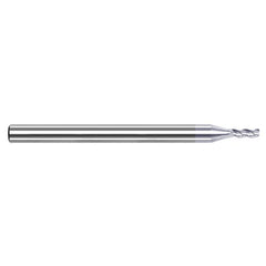 Variable Helix End Mills for Aluminum Alloys - 0.0150″ (1/64″) Cutter Diameter × 0.0780″ (5/64″) Length of Cut Carbide Square End Mill for Aluminum Alloys, 3 Flutes, TiB2 Coated - Exact Industrial Supply