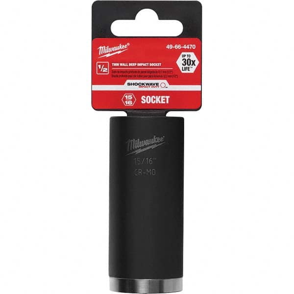 Milwaukee Tool - 1/2" Drive 15/16" Universal Thin Wall Nonsparking Deep Impact Socket - USA Tool & Supply