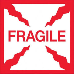 Shipping & DOT Label: ″Fragile″, Square, 4″ Wide, 4″ High Paper, Semi-Gloss