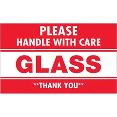 Shipping & DOT Label: ″Please Handle With Care Glass **Thank You**″, Rectangle, 5″ Wide, 3″ High Paper, Semi-Gloss