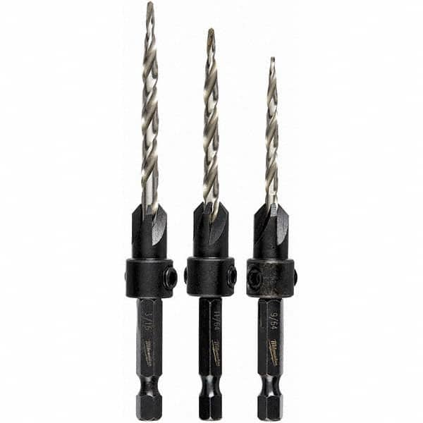 Milwaukee Tool - Countersink Sets Countersink Type: Single Flute Minimum Head Diameter (Inch): 1/8 - USA Tool & Supply