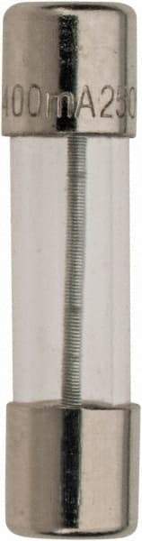 Ferraz Shawmut - 250 VAC, 0.4 Amp, Time Delay Miniature Glass Fuse - Clip Mount, 20mm OAL, 5mm Diam - USA Tool & Supply
