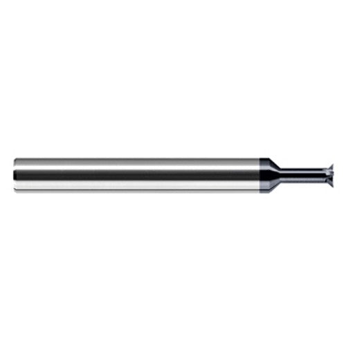 Chamfer Cutters - 0.3120″ (5/16″) Head Diameter × 0.0550″ LOC × 0.2810″ (9/32″) Neck Length × 45° per side Carbide Back Chamfer Cutter, 6 Flutes, AlTiN Coated - Exact Industrial Supply