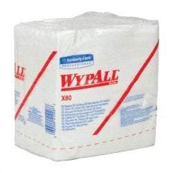 WypAll - X80 1/4 Fold Shop Towel/Industrial Wipes - Poly Pack, 12-1/2" x 12-1/2" Sheet Size, White - USA Tool & Supply