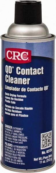 CRC - 11 Ounce Aerosol Contact Cleaner - 0°F Flash Point, 22,600 Volt Dielectric Strength, Flammable, Food Grade, Plastic Safe - USA Tool & Supply