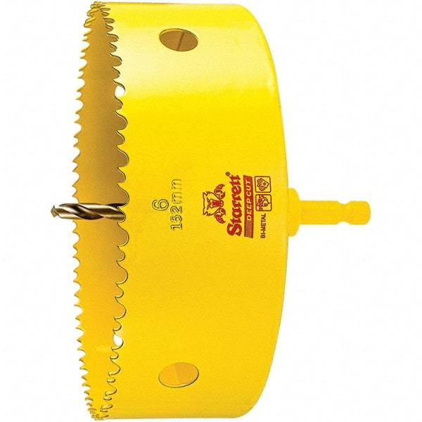 Starrett - 6" Diam, 2" Cutting Depth, Hole Saw - High Speed Steel Saw, Toothed Edge - USA Tool & Supply