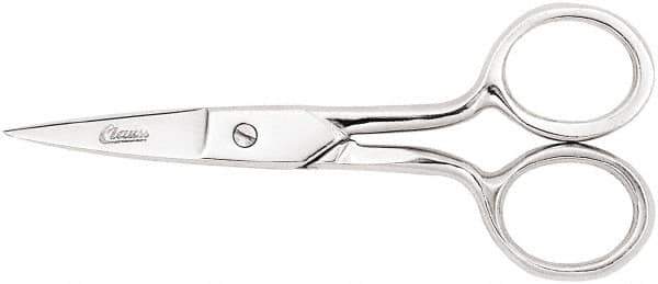 Clauss - 1" LOC, 6-3/4" OAL Straight Scissors - Steel Straight Handle, For Paper, Fabric - USA Tool & Supply