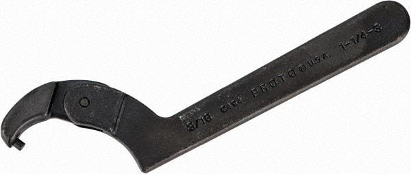 Proto - 1-1/4" to 3" Capacity, Black Oxide Finish, Adjustable Pin Spanner Wrench - 8-1/8" OAL, 3/16" Hook Pin Height - USA Tool & Supply