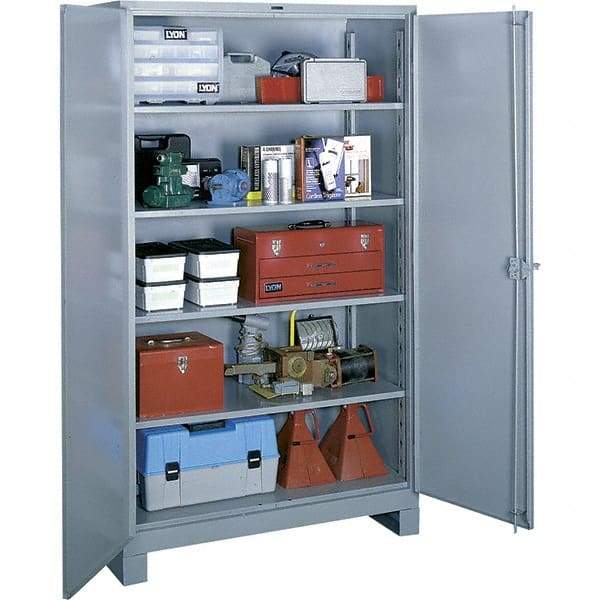 Lyon - 4 Shelf Locking Storage Cabinet - Steel, 48" Wide x 24" Deep x 82" High, Gray - USA Tool & Supply
