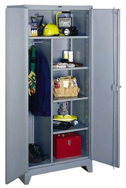 Lyon - 4 Shelf Combination Storage Cabinet - Steel, 36" Wide x 24" Deep x 82" High, Gray - USA Tool & Supply