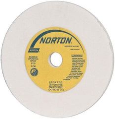 Norton - 100 Grit Aluminum Oxide Type 1 Internal Grinding Wheel - 4" Diam x 1/2" Hole x 1/4" Thick, 8,120 Max RPM, Type 1 Fine Grade, I Hardness, Vitrified Bond, No Recess - USA Tool & Supply