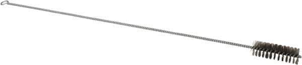 Schaefer Brush - 3" Long x 1" Diam Stainless Steel Long Handle Wire Tube Brush - Single Spiral, 27" OAL, 0.007" Wire Diam, 3/8" Shank Diam - USA Tool & Supply