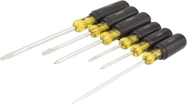 Stanley - 6 Piece Cabinet, Phillips & Slotted Screwdriver Set - Bit Sizes: Philips #1 & #2, Tip Thickness: 3/16, 1/4 & 5/16 - USA Tool & Supply