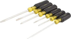 Stanley - 6 Piece Cabinet, Phillips & Slotted Screwdriver Set - Bit Sizes: Philips #1 & #2, Tip Thickness: 3/16, 1/4 & 5/16 - USA Tool & Supply