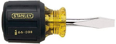 Stanley - 1/4" Blade Width, 3-7/16" OAL Standard Slotted Screwdriver - 1-1/2" Blade Length, Round Shank, Acetate with Rubber Grip Handle - USA Tool & Supply