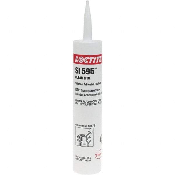 Loctite - 300 mL Cartridge Clear RTV Silicone Joint Sealant - -65 to 450°F Operating Temp, 30 min Tack Free Dry Time, 24 hr Full Cure Time - USA Tool & Supply