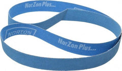 Norton - 1" Wide x 42" OAL, 80 Grit, Zirconia Alumina Abrasive Belt - Zirconia Alumina, Medium, Coated, X Weighted Cloth Backing, Series R823 - USA Tool & Supply