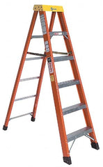 Made in USA - 5 Steps, 10 Ft. High, Type IA Rating, Fiberglass Step Ladder - USA Tool & Supply