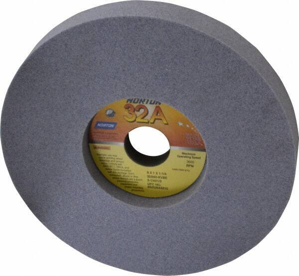 Norton - 8" Diam x 1-1/4" Hole x 1" Thick, K Hardness, 60 Grit Surface Grinding Wheel - Aluminum Oxide, Type 5, Medium Grade, 3,600 Max RPM, Vitrified Bond, One-Side Recess - USA Tool & Supply