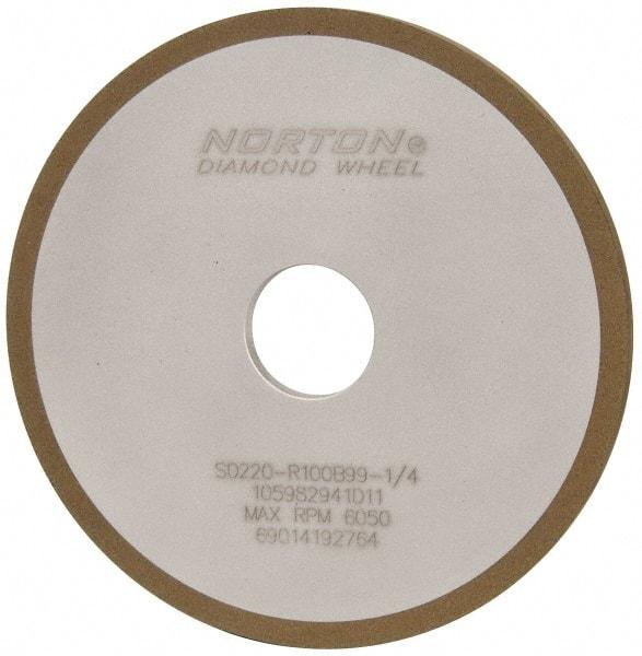 Norton - 6" Diam x 1-1/4" Hole x 1/4" Thick, 220 Grit Surface Grinding Wheel - Diamond, Type 1A1, Very Fine Grade, Resinoid Bond - USA Tool & Supply