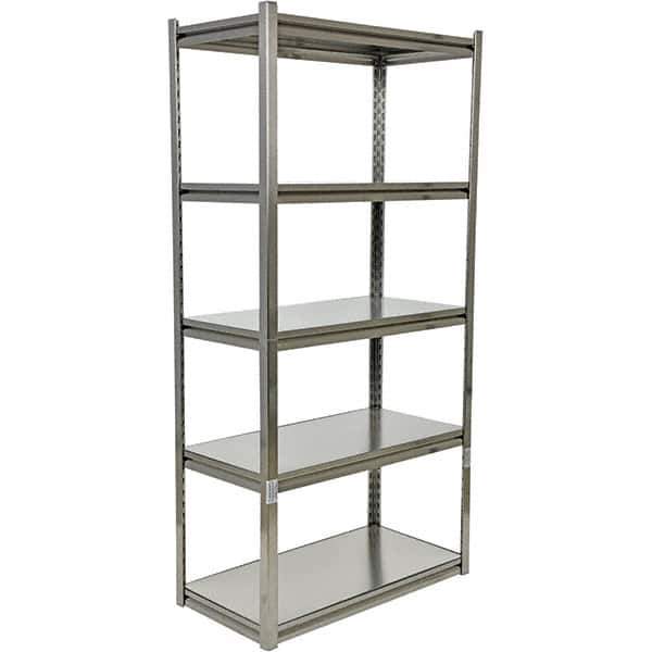 Vestil - 5 Shelf Steel Shelving - 600 Lb Capacity, 18" Wide x 72" High x 36" Deep, Gray - USA Tool & Supply