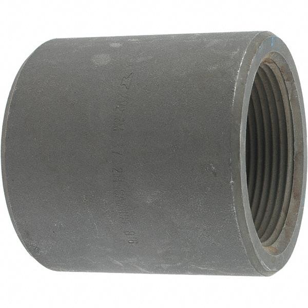 Made in USA - Size 2-1/2", Class 3,000, Forged Carbon Steel Black Pipe Coupling - 3,000 psi, Threaded End Connection - USA Tool & Supply